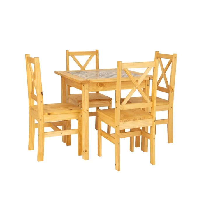 Juego de Comedor 4 Sillas Arezzo Madera Maciza en Madera natural - Mesas de comedor, Uruguay | Rústico Hogar