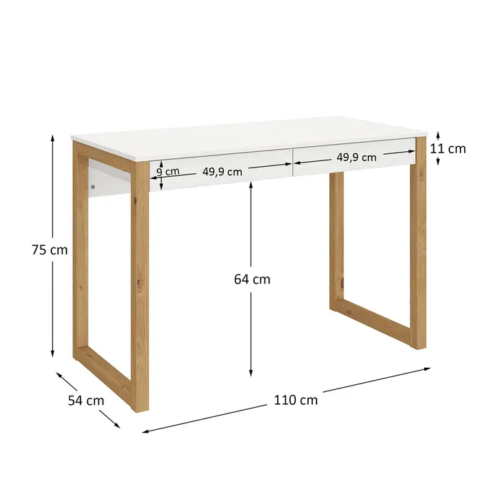 Escritorio 110cm Nara 2 Cajones - Madera Maciza en Madera natural - Escritorios, Uruguay | Balton, vista 16