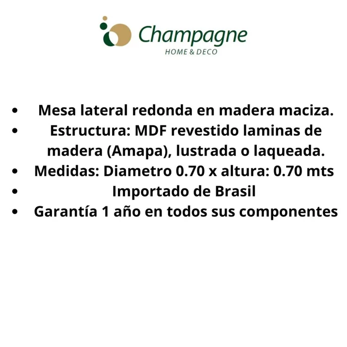 MESA LATERAL - MADERA ROBLE en Marrón - Mesas de living, Uruguay | Champagne Home, vista 3