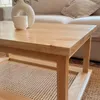 Mesa ratona con base de esterilla natural en Madera natural - Mesas de living, Uruguay | Decoramuss, vista 2 de 3