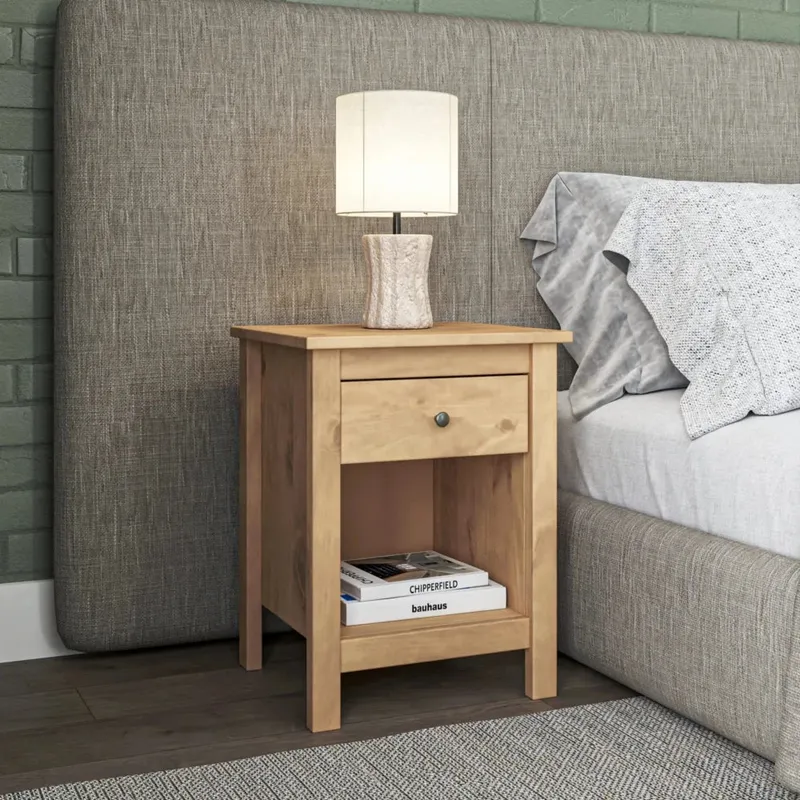 Mesa de Luz 1 Cajón 1 Nicho - Línea Maden - Marrón en Madera natural - Mesas de luz, Uruguay | Ecowood
