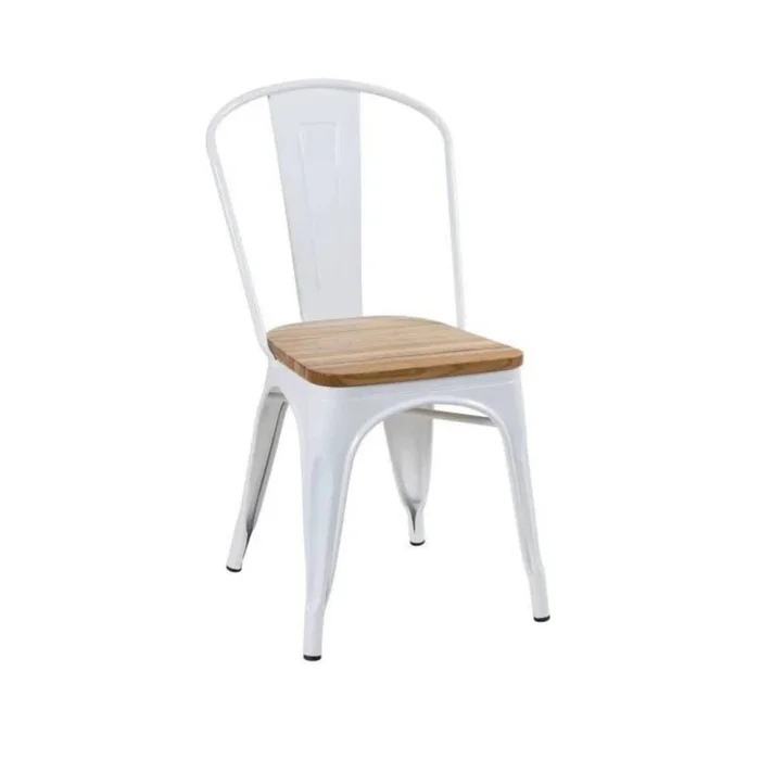 Silla asiento de Metal Madera Tolix - Blanco en Blanco - Sillas, Uruguay | Ecowood, vista 2