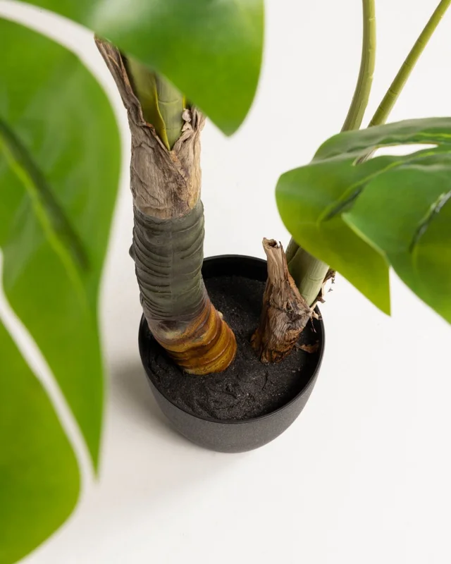 Planta artificial Monstera con maceta de cemento negro 130 cm en Verde - Macetas, Uruguay | Kavehome, vista 3