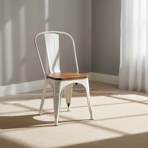 Silla De Comedor Cy-2000w2 Metal Blanco Estilo Tolix en Blanco - Sillas, Uruguay | Divino