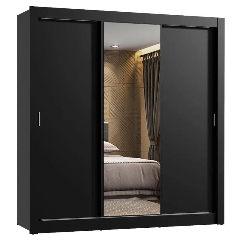 Ropero Placard Matrimonial Monaco 170CM con 1 Espejos 3 Puertas Corred en Marrón - Roperos y placares, Uruguay | Balton, vista 7
