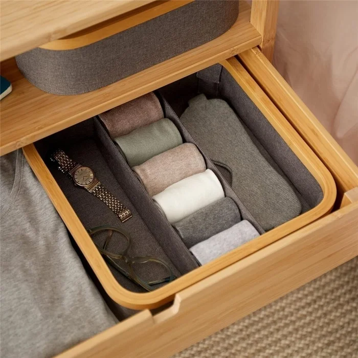 ORGANIZADOR PLEGABLE 3 COMP 30X30X9CM EX TELA GRIS en Gris - Canastos, Uruguay | Decohogar, vista 2