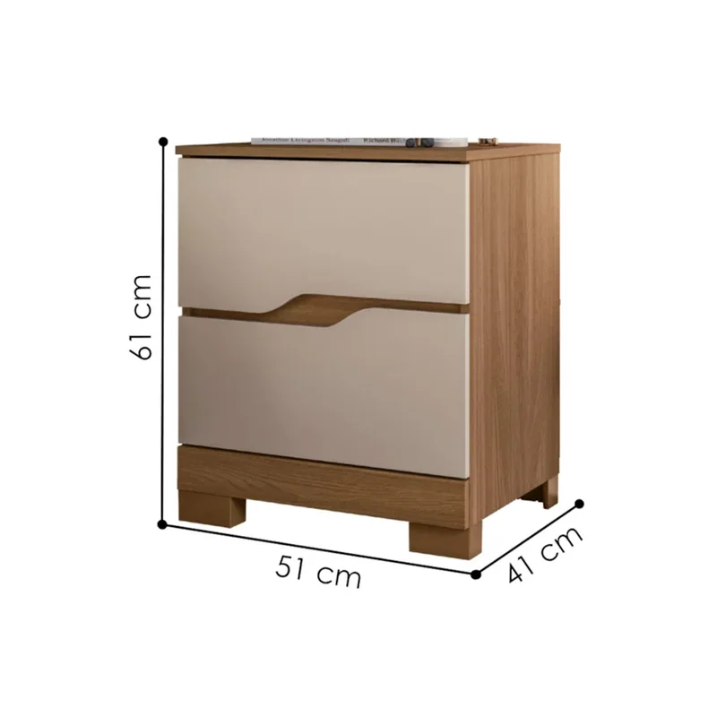 Mesa De Luz 2 Cajones Con Patas Moderna 100% Mdp en FREIJO OFF WHITE - Muebles, Uruguay | Soy Hogar, vista 7
