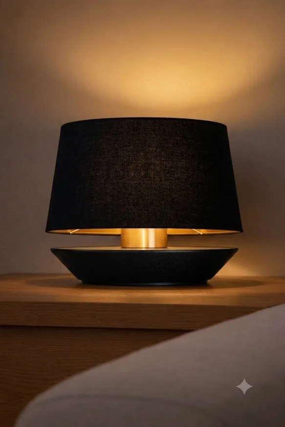 Lampara de Mesa Mini – Madera Negro / Lino Negro en Negro - Lámparas de mesa, Uruguay | Berna Home, vista 2