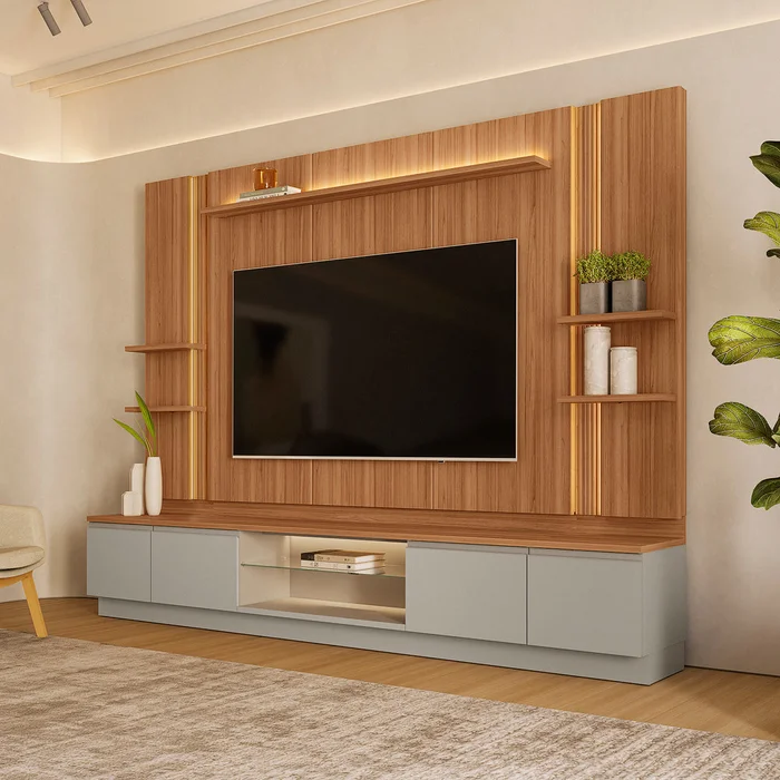 Conjunto Modular - Magnum 290CM - 2 Laterales con Led en Madera natural - Muebles para TV, Uruguay | Balton, vista 6