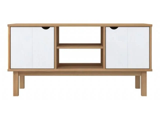 Rack TV 2 P Mel/Gris Linea Nordica en Madera Maciza en Madera natural - Muebles para TV, Uruguay | Que Sal Muebleria