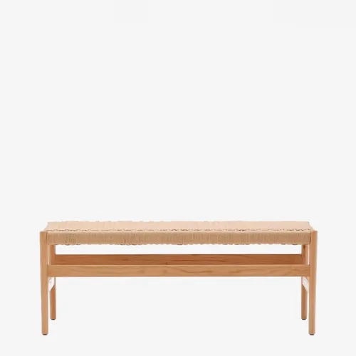 Banco Zaide de madera maciza de roble - con acabado natural asiento de cuerda 120cm FSC100% en Madera natural - Butacas, banquetas y puffs, Uruguay | Kavehome