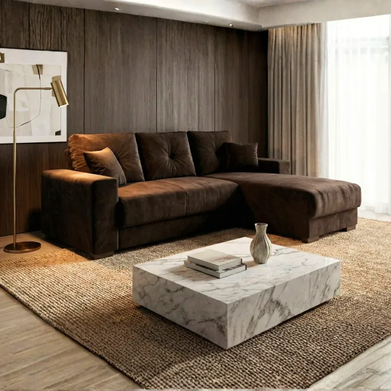 Sillón 3 cuerpos con Chaise Izquierdo - California - Marrón en Marrón - Sillones y sofás, Uruguay | Rústico Hogar