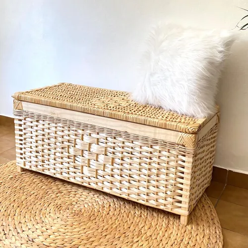 Baúl de mimbre en Madera natural, Uruguay | Decoramuss