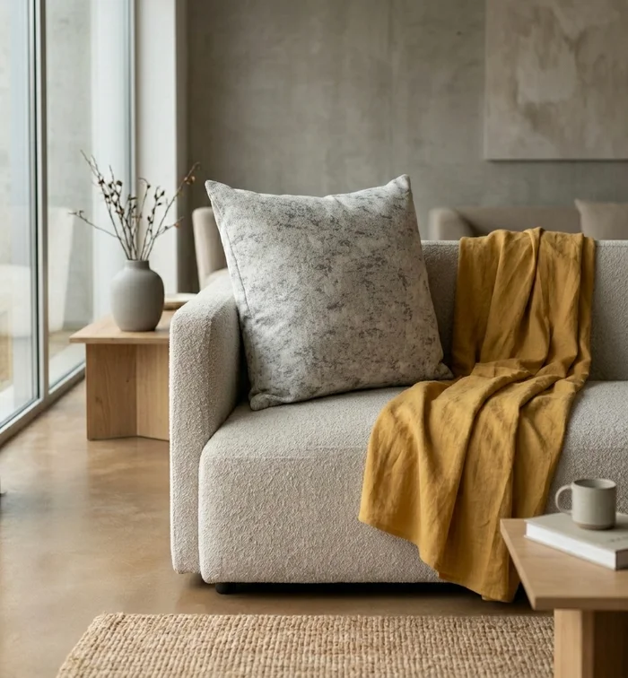 Almohadón Tela Tapicería Premium Jaspeado Gris en Gris - Textiles, Uruguay | Indrana, vista 2
