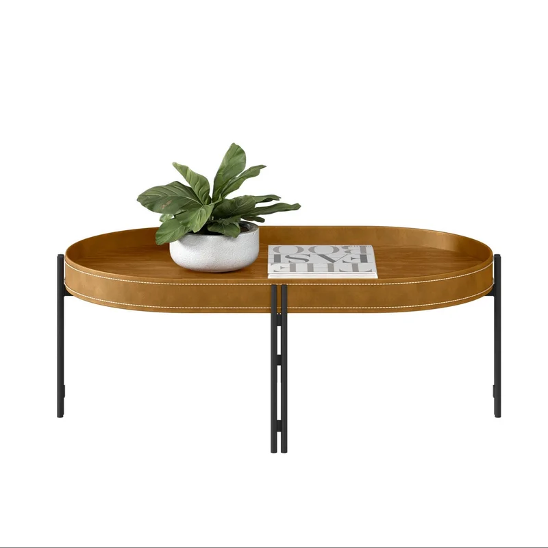 Mesa Ratona Monaco 93cm Cuero/MDF en Marrón - Mesas de living, Uruguay | Balton, vista 6