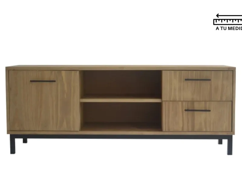 Rack IRON Moderno 1.40m en Madera natural - Muebles para TV, Uruguay | Finkel