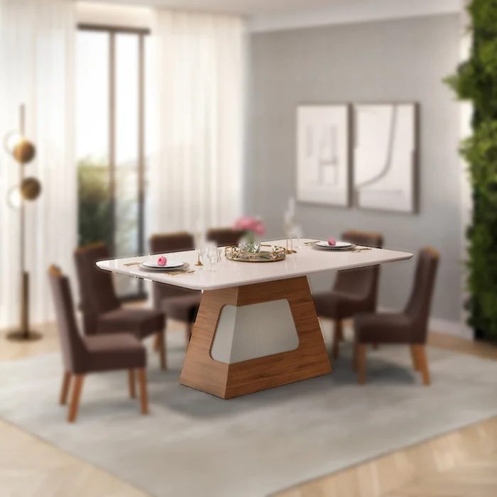 Mesa de Comedor Dala - Blanco/ Marron en Multicolor - Mesas de comedor, Uruguay | Rústico Hogar, vista 2