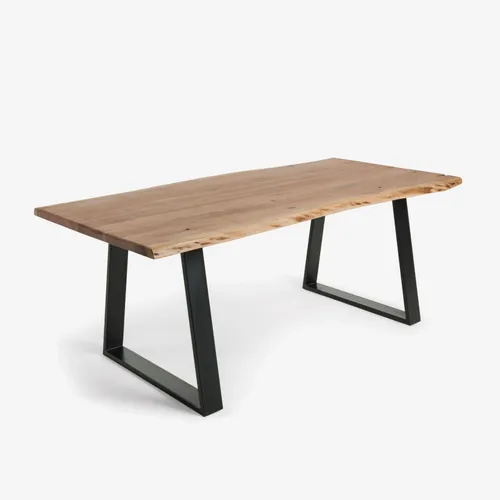 Mesa Alaia - 160 x 90 cm madera maciza de acacia patas de acero acabado negro en Natural, Negro - Mesas de comedor, Uruguay | Kavehome
