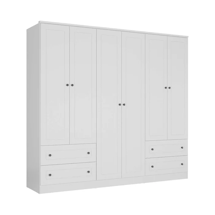 Placard 6 Puertas Mdf Blanco Americano Plus en Blanco - Roperos y placares, Uruguay | Divino, vista 4