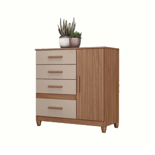 Comoda 4 Cajones 1 Puerta Con Patas 100% Mdp - Cómodas, Uruguay | Muebles Express