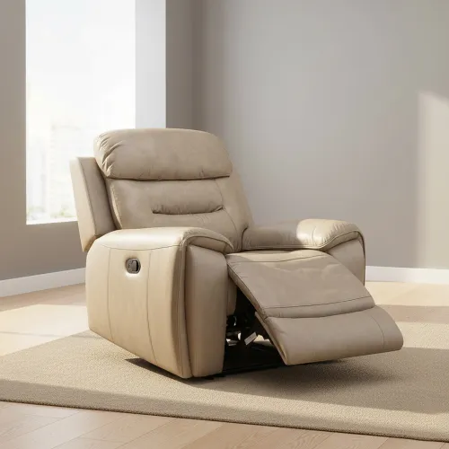 Poltrona Reclinable Cuero Memphis Beige en Beige - Sillones y sofás, Uruguay | Divino