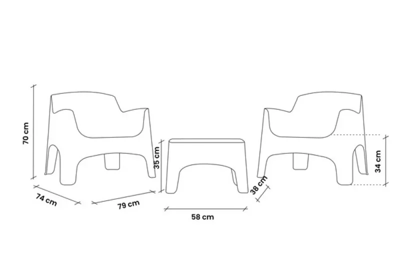 SET IBIZA TERRACE 2 SILLONES 1 MESA GRIS en Gris - Muebles para el exterior, Uruguay | Alfa Ventas, vista 3