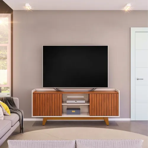 Rack para TV Flat 60” - Terminación Freijo en Marrón - Muebles para TV, Uruguay | Rústico Hogar