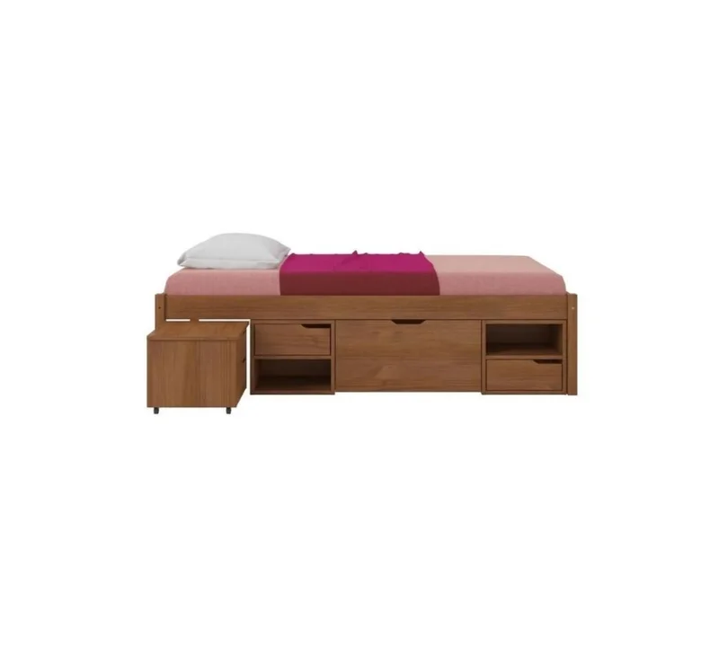 Cama 1 plaza Con Cajones - Linea Charme - Amendoa en Marrón - Dormitorio, Uruguay | Rústico Hogar, vista 3