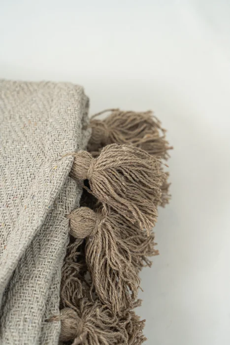 Manta Borlas - Beige en Beige - Textiles, Uruguay | Indian, vista 4
