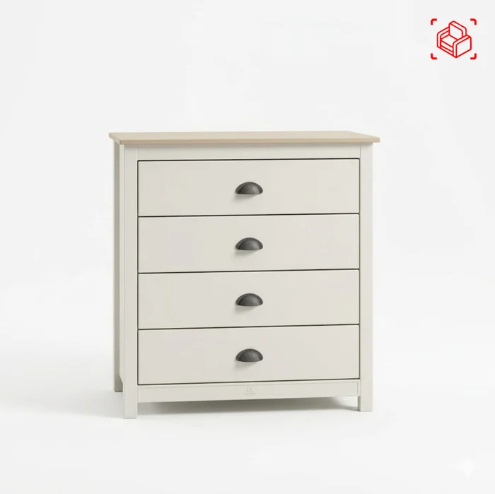 Cómoda 4 Cajones Pino Natural-beige Topazio en Blanco - Cómodas, Uruguay | Divino, vista 5