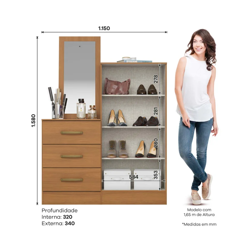 Comoda Cajonera Mdp Marron B700 en Blanco - Cómodas, Uruguay | Divino, vista 4
