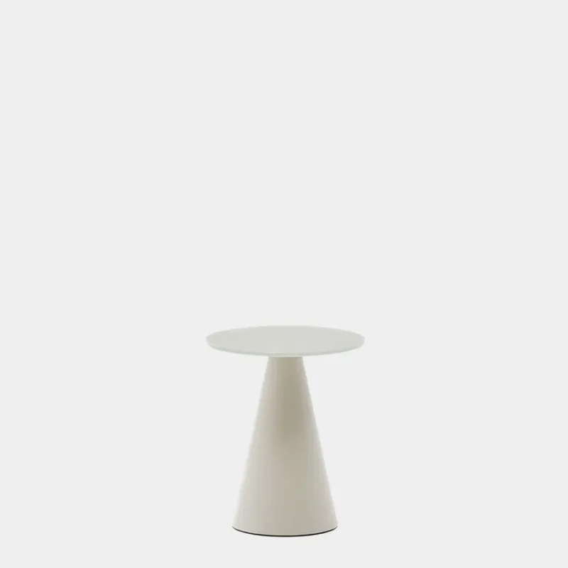 Mesa auxiliar Wilshire vidrio templado glaseado y acero acabado pintado gris mate Ø35cm en Gris - Mesas de arrimo, Uruguay | Kavehome