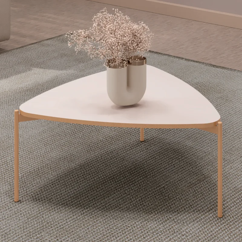 Mesa De Living Triangular Patas Metalicas Mdp en Blanco - Mesas de living, Uruguay | Soy Hogar, vista 3