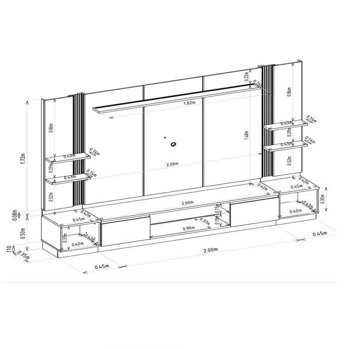 Conjunto Modular - Magnum 290CM - 2 Laterales con Led en Madera natural - Muebles para TV, Uruguay | Balton, vista 13
