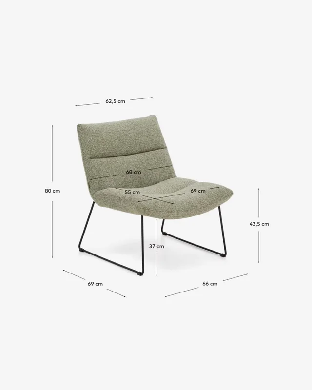 Butaca Asen - de chenilla verde y patas de acero negro FSC 100% en Beige - Butacas, banquetas y puffs, Uruguay | Kavehome, vista 9