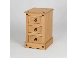 Mesa de Luz 3 cajones Cera/Blanca LINEA CORONA MADERA en Madera natural - Mesas de luz, Uruguay | Que Sal Muebleria, vista 3