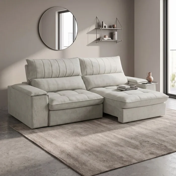 Sillón 3 cuerpos Retráctil Reclinable - Bariloche - Beige en Beige - Sillones y sofás, Uruguay | Rústico Hogar