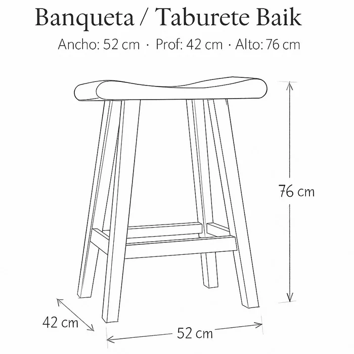 Taburete de Teca Baik | Casakos en Madera natural - Butacas, banquetas y puffs, Uruguay | Casakos, vista 10