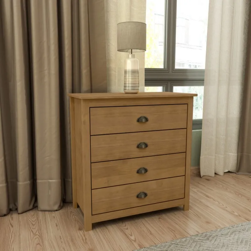Cómoda Topázio 4 Cajones Freijo en Madera natural - Mesas de luz, Uruguay | Aihaus