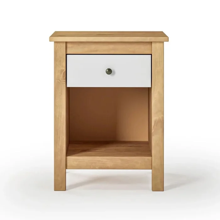 Mesa de Luz 1 Cajón 1 Nicho - Línea Maden - Blanco en Madera natural - Mesas de luz, Uruguay | Ecowood, vista 4