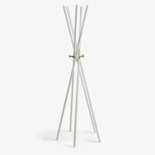 Perchero Chelsey acero blanco y madera maciza de caucho 170 cm en Blanco - Percheros y colgadores, Uruguay | Kavehome
