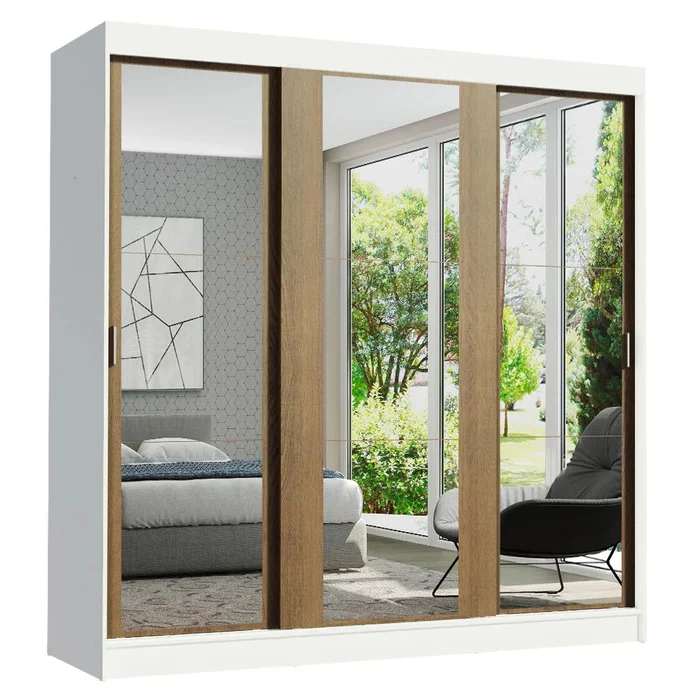Ropero Placard Matrimonial Reno 180CM Pareja con 3 Espejos 3 Puertas C en Marrón - Roperos y placares, Uruguay | Balton, vista 9