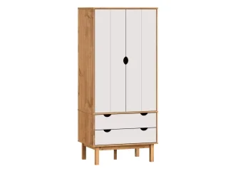Ropero 2P, 2C y 2 estantes Mel/Gris Linea Nordica en Madera Maciza en Mel/Blanco - Roperos y placares, Uruguay | Quesal, vista 12