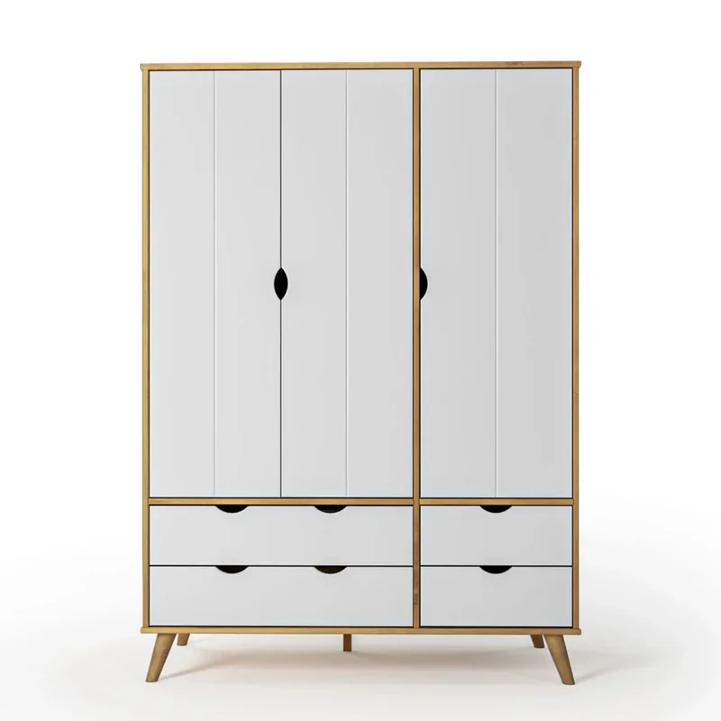 Ropero 3 Puertas - 4 Cajones - Línea Berlin - Blanco en Blanco - Roperos y placares, Uruguay | Ecowood, vista 3