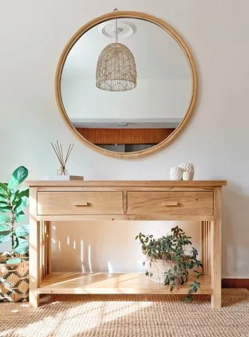 Recibidor con dos cajones y estante en Madera natural - Muebles, Uruguay | Decoramuss