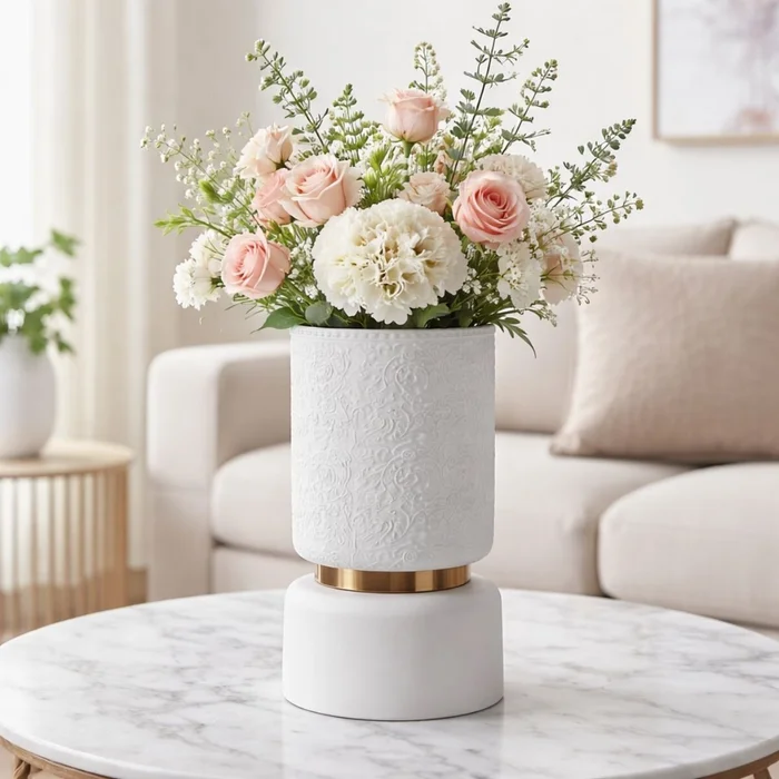 FLORERO PASTEL Blanco en Blanco - Decoración, Uruguay | Viasono