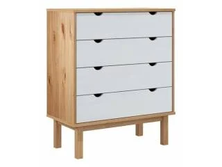 Comoda 4 C Mel/Gris Linea Nordica en Madera Maciza en Mel/Blanco - Cómodas, Uruguay | Quesal, vista 4
