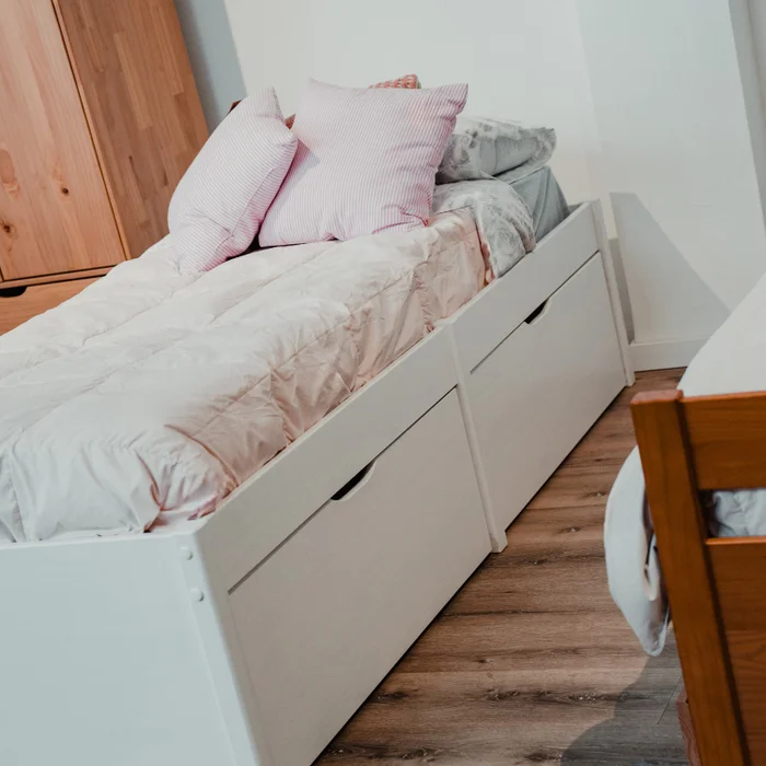 Cama Madera Maciza Con Cajones - 1 plaza - Linea beauty - Blanco en Blanco - Dormitorio, Uruguay | Ecowood, vista 4