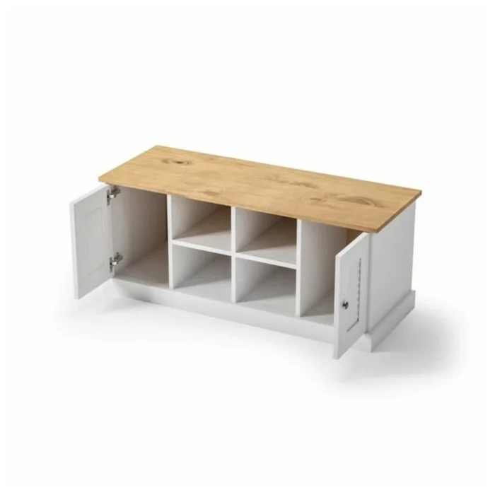 Rack de tv - 2 Puertas - 2 Estantes - Línea Colonial - Blanco en Blanco - Muebles para TV, Uruguay | Ecowood, vista 3