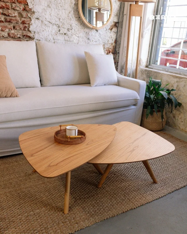 Conjunto Mesas de Centro Ovaladas Orla – Almendra en Madera natural - Mesas de living, Uruguay | Berna Home, vista 4